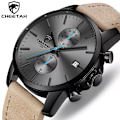 Miniatyrbild 2 av 6: 2021 Watch CHEETAH Märke Mode Sport Kvartsklockor Herr Läder Vattentät Chronograph Clock Business Relogio Masculino S Red Box