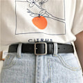 Miniatyrbild 3 av 6: Unisex PU-läderbälte Mode Kvinna Män Casual Fyrkantsnål Spänne Jeans Bälten För Byxor Dam Svart Kaffe Midjerem Camel 100cm