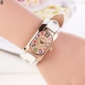 Miniatyrbild 1 av 6: Mode Casual Damklocka Kunstläder Diamantband Avlångt case Quartz Watch kvinnor White