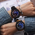 Miniatyrbild 3 av 6: Mode Casual Steampunk Klockor Män Brunt Läderband Quartz Armbandsur Man Wood Grain Watch Drop Reloj Hombre 2021 cubebrown