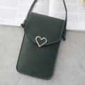 Miniatyrbild 6 av 6: Student Mini Crossbody-väskor Dam Hjärtformad dekoration Transparent Touchscreen Retro Mobiltelefonväska Axelväska Designer BBL108-Black