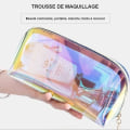 Miniatyrbild 6 av 6: Ny halvcirkelformad mode laser kosmetisk väska resor bärbar dumpling form transparent toalett Thin large size