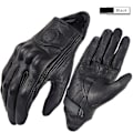 Miniatyrbild 1 av 6: Sommar Andningsbara Äkta Läder Motorcykelhandskar Touch-funktion Guantes Moto Knogskydd Handflata Skydd Män Racing Motocrosshandskar Black-SUOMY M