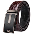 Miniatyrbild 1 av 6: Hi-Tie Herr Designer Mode Rött Läderbälte Herr Guldspänne Lyxigt Coolt Läderbälte för jeans Röd krokodilrem DJ-2036-C 0081-DJ-C 110cm