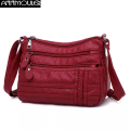 Miniatyrbild 2 av 6: Annmouler Mode Damväska Pu Mjukt Läder Axelväska Flerlagers Crossbody-väska Kvalitet Liten Väska Märke Röd Handväska Plånböcker crossbody bag 5