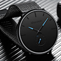 Miniatyrbild 4 av 6: 2023 Herrmode Minimalistiska Klockor Herr Business Casual Quartz Watch Simple Man Rostfritt stål Mesh Band Klocka reloj hombre Mesh Black Red
