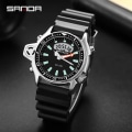 Miniatyrbild 2 av 6: SANDA Herr LED Digitala klockor Mode Sport Dual Display Quartz Armbandsur Utomhus Vattentät Militär Armbandsur Herr 3008 Black