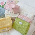 Miniatyrbild 2 av 6: Liten stor blomma quiltduk sminkväska Kvinnor Kosmetisk organizer Kvinnlig Förvaring Handväska Box Form Case för flicka L Green