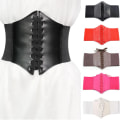 Miniatyrbild 2 av 6: Korsett Bred Pu Läder Slimming Body Midjeband för kvinnor Elastisk hög midjerem Stretchgördel Cinto Sobretudo Femme Fajas Black 65-70cm