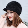Miniatyrbild 5 av 6: Ymsaid Vintermössa för Kvinnor Varma Beanie Stickade Mössor Dammössa Höst Vinter Dammode Mössa Skullies Beanies Gray