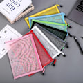 Miniatyrbild 6 av 6: Transparent Synlig Nylon Mesh Makeup Kosmetisk Förvaringsväska Skolkontor Fil Dragkedja Student Penna Test Papper Organizer red A6 (14.4x10.5cm)