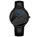 Miniatyrbild 1 av 6: Märke Herrklockor Herr Enkelt Ultratunt mesh i rostfritt stål Bälte Quartz Clock Man Business Läder Armbandsur reloj hombre Leather Black Blue