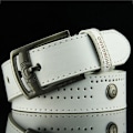 Miniatyrbild 1 av 6: Hollow Rivet Punk Style Bälte Herr Casual Bälte Bred PU Läder Bälte Spännen För män Mode Manlig Jeansbälte av hög kvalitet White