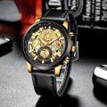 Miniatyrbild 5 av 6: Watch Watch Mode Mekanisk stil Läder Student Watch Kalender Vattentät Armbandsur Relogio Masculino 2311P-FH