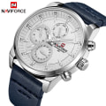 Miniatyrbild 2 av 6: Herrklockor NAVIFORCE Toppmärke Lyx Vattentät 24 timmar Date Quartz Watch Man Mode Läder Sport Armbandsur Watch Gold White