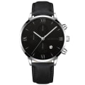 Miniatyrbild 1 av 6: Mode Genève Män Datum Legering Case Syntetiskt Läder Analog Kvarts Watch Man Klocka Toppmärke Lyx Relogio Masculino 19 Black-Silver-Blac
