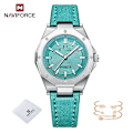 Miniatyrbild 1 av 6: NAVIFORCE Mode Minimalistisk Design Watch för kvinnor Casual Quartz Dam Läder Armbandsur Case Kvinnlig klocka SBEBE