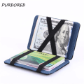 Miniatyrbild 2 av 6: PURDORED 1 st Magic Card Holder Solid Herr Visitkortsfodral Konstläder Case Plånbok Herr Casual Reseplånbok brown