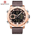 Miniatyrbild 1 av 6: NAVIFORCE Originalklockor för män Lyxmärke Quartz Dual Display Militär watch Mesh stålband Vattentät klocka RGCECE