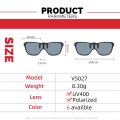 Miniatyrbild 6 av 6: VIVIBEE 2023 Cool Flip Up Clip On Solglasögon Polarized TR90 Photochromic Driving Square Oversized UV400 Fishing Solglasögon 1 Grey with case