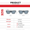 Miniatyrbild 6 av 6: VIVIBEE 2023 Cool Flip Up Clip On Solglasögon Polarized TR90 Photochromic Driving Square Oversized UV400 Fishing Solglasögon 1 Grey without case