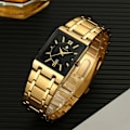 Miniatyrbild 4 av 6: Relogio Masculino WWOOR watch herr fyrkantiga herrklockor Toppmärke Lyx gyllene kvarts rostfritt stål vattentät watch full gold no box