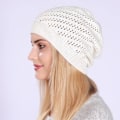 Miniatyrbild 1 av 6: Mode Nya Dam Beanies Skullies Hatt Keps Dam Vår Höst Vinter Solid Stickad Ihålig Ut Casual Ben Mjuk Hatt Keps För Kvinnor White One Size
