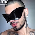 Miniatyrbild 6 av 6: Oversized Punk Sport Solglasögon Nya Kvinnor Män Lyxigt Märke Designer Solglasögon Goggle Kvinna UV400 Black Shades Glasögon Oculos Style B5 As Shown
