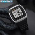 Miniatyrbild 5 av 6: SYNOKE Student Elektronisk Watch Utomhussport Pojke Lysande Vattentät Watch Retro Square Watch Silver