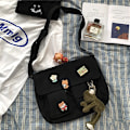 Miniatyrbild 4 av 6: Canvasväska Enkel Kvinnor Crossbody-väska Ungdom Flickväskor Damväskor Casual Axelväskor Diagonal Messenger Skolväskor Handväskor 4 badge pendants1 No Pendant