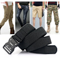 Miniatyrbild 4 av 6: VATLTY Quick Release Elastiskt bälte Herr Hård legering Spänne Stark Äkta Nylon Dam Stretchbälte Utomhussport Arbetsbälte Hane ArmyGreen set(.879) 105CM(.879)