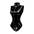 Miniatyrbild 6 av 6: Shapewear i glänsande läder Sexiga bodysuits för kvinnor med längre dragkedja Mujer Öppen gren nattkläder Catsuit Red M