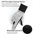 Miniatyrbild 5 av 6: Vinterhandskar -10℃ 3M Thinsulate Thermal Kallt väder Varma handskar Löparhandskar Pekskärmscykelhandskar för män kvinnor Dark-gray XXL