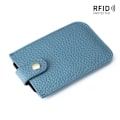 Miniatyrbild 1 av 6: Smal korthållare i äkta läder Snabb åtkomst dragflik RFID-foder Mjuk kohud Män Kvinnor Bärbar cover. Denim Blue