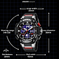 Miniatyrbild 4 av 6: Quartz Armbandsur Sport SMAEL Military Army Clock Alarm Dual Display LED Elektronisk Watch 8069 Vattentäta klockor för män RED