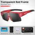 Miniatyrbild 1 av 6: WEST BIKING Myopic Polarized Square Solglasögon Män Photochromic Cykling Passform över glasögon Köra Fiske Glasögon Cykelglasögon Red x Polarized