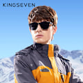 Miniatyrbild 6 av 6: Äkta KINGSEVEN Brand Square Retro Gradient Polarized Solglasögon Dam Män Kolfibermönster Design Utomhussportglasögon Leopard Brown