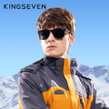 Miniatyrbild 6 av 6: Äkta KINGSEVEN Brand Square Retro Gradient Polarized Solglasögon Dam Män Kolfibermönster Design Utomhussportglasögon Limited Black