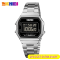 Miniatyrbild 3 av 6: SKMEI Retro LED Digitala Manklockor Casual Enkel Herrarmbandsur Rostfritt stålband Vattentät watch Herr reloj hombre 1647 Gold