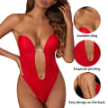 Miniatyrbild 3 av 6: Deep V Body Shaper Body Shapewear Backless Invisible U Plunge Thong Shapers Spets Midja Waist trainer Push Up Korsett Underkläder Black S