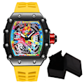 Miniatyrbild 1 av 6: Modern design watch Sport lysande vattentät militärautomatisk watch för man pojkar Silikonrem Tonneau-urtavla QT336-3 with box