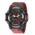 Miniatyrbild 1 av 6: SMAEL Military Sport Watch Quartz Armbandsur 50M Vattentät Väckarklocka Ljus Analog Digital 8007 Herr Man Klockor Kronograf CANMOUFLAGE RED