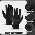 Miniatyrbild 1 av 6: Pekskärm Vindtät utomhussporthandskar Män Kvinnor Vinterhandske Fleece Thermal Varma löparhandskar Anti-halk Cykelhandskar A0079-BK XL
