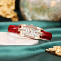 Miniatyrbild 6 av 6: 2023 Lyxmode Gröna Klockor Kvinnor Kvaliteter Diamantdubbad Quartz Watch Dam Läderarmbandsur Elegant Montre Femme RD