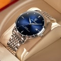 Miniatyrbild 1 av 6: POEDAGAR Ultra Tunna Män Quartz Armbandsur Vattentät Lyx Märke Lysande Watch Man Rostfritt Stål Casual Gåvor blue