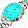 Miniatyrbild 3 av 6: Light Up Watch Dial Full Luminous Face 40mm Easy Reader Rostfritt stål Rem 3ATM Gold