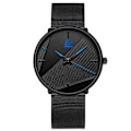 Miniatyrbild 1 av 6: Märke Herrklockor Herr Enkelt Ultratunt mesh i rostfritt stål Bälte Quartz Clock Man Business Läder Armbandsur reloj hombre Mesh Black Blue