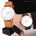 Miniatyrbild 2 av 6: Watch 2022 Lyxmode Enkel Armbandsur Läder Guld Urtavla Casual Man Brecalet Quartz Clock Vip-länk för droppe 567 Black