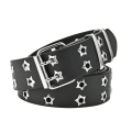 Miniatyrbild 3 av 6: Star Eye Nitbälte Goth Style Dubbelnål Spänne Man/kvinna Mode Casual Puck Style Pu Läder Midjeband Jeans y2k tillbehör White one size