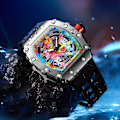 Miniatyrbild 6 av 6: Modern design watch Sport lysande vattentät militärautomatisk watch för man pojkar Silikonrem Tonneau-urtavla QT336-7 with box